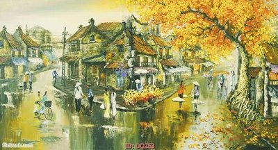 File gốc File tranh đồng quê DQ263 (in lụa) hoa văn cổ điển