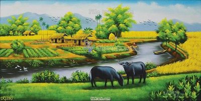 Ảnh gốc File tranh đồng quê DQ280 (siêu chi tiết) để in ấn