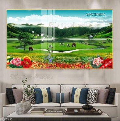 File gốc File tranh đồng quê DQ292 (in lụa) họa tiết 3D