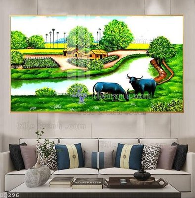 File gốc File tranh đồng quê DQ296 (in lụa) cao cấp