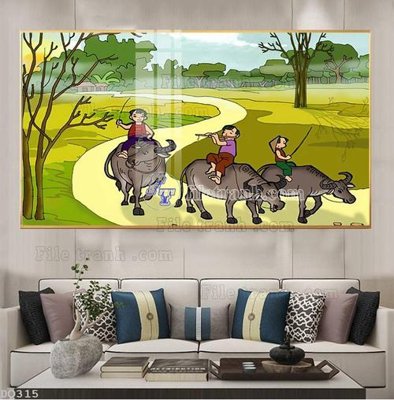 File gốc File tranh đồng quê DQ315 (bản quyền) cho in ấn