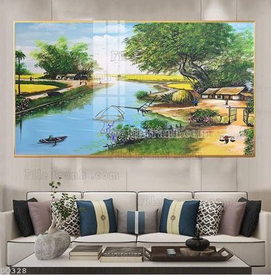 Tải file File tranh đồng quê DQ328 (gốc) làm file in ấn