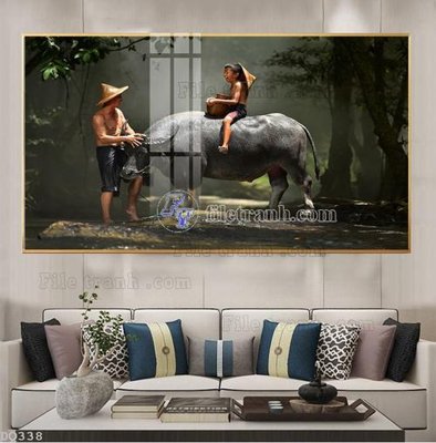 File tranh File tranh đồng quê DQ338 (bản gốc) in lụa 5D