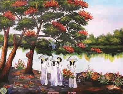 File tranh File tranh đồng quê DQ34 (ảnh gốc) in trần 3D