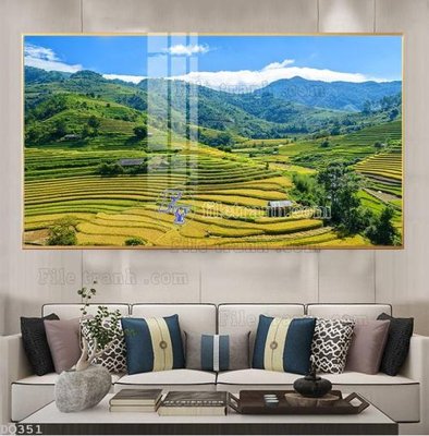 Download file gốc File tranh đồng quê DQ351 (in lụa) hoa lá