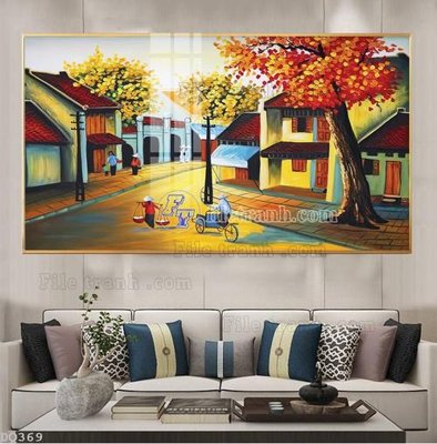 File gốc File tranh đồng quê DQ369 (in tráng gương) sang trọng