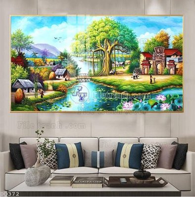 File tranh File tranh đồng quê DQ372 (file gốc) chủ đề phong thủy
