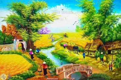 Tải file gốc in lụa File tranh đồng quê DQ39 siêu nét