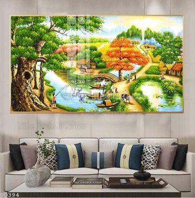 File tranh File tranh đồng quê DQ394 (bản gốc) trang trí văn phòng