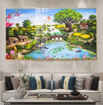File tranh File tranh đồng quê DQ406 (gốc) in vải canvas