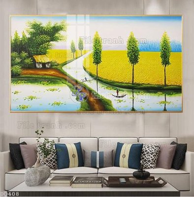 File ảnh File tranh đồng quê DQ408 (gốc) in biển hiệu