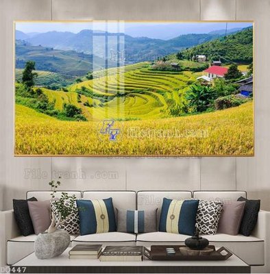 File tranh gốc in trần nhà File tranh đồng quê DQ447 3D