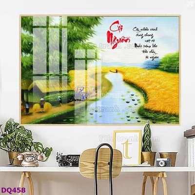 File tranh gốc in trần nhà File tranh đồng quê DQ458 3D