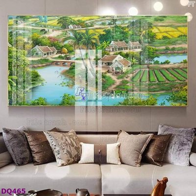 File PSD File tranh đồng quê DQ465 (bản gốc) đã tách nền