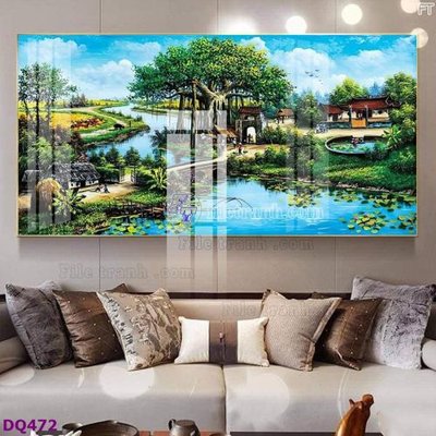 File PSD File tranh đồng quê DQ472 (bản gốc) dễ dàng edit