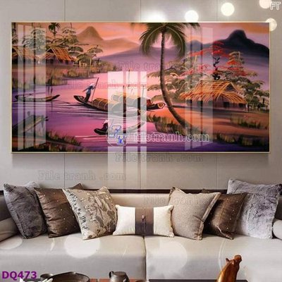 File gốc File tranh đồng quê DQ473 (in lụa) họa tiết 3D