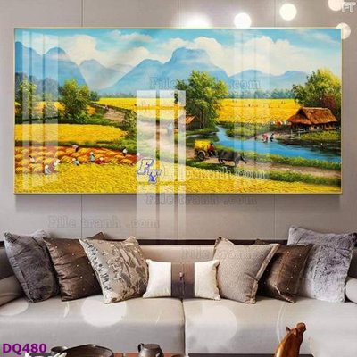 File PSD File tranh đồng quê DQ480 (bản gốc) dễ dàng edit
