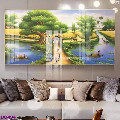 File PSD File tranh đồng quê DQ494 (gốc) tách lớp chi tiết
