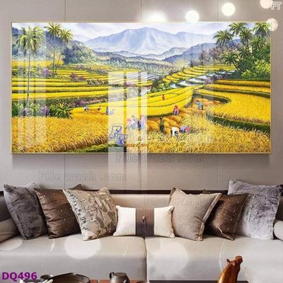 Ảnh gốc File tranh đồng quê DQ496 (nét căng) in mica