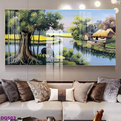 File PSD File tranh đồng quê DQ503 (bản gốc) cho nhà in