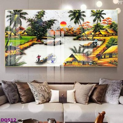 File in trần File tranh đồng quê DQ512 (bản gốc 3D) sống động