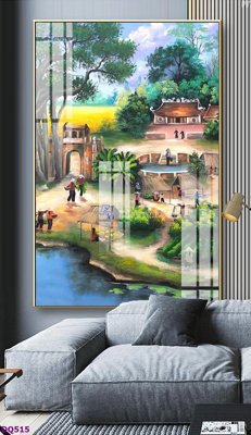 Ảnh gốc file in lụa File tranh đồng quê DQ515 chi tiết