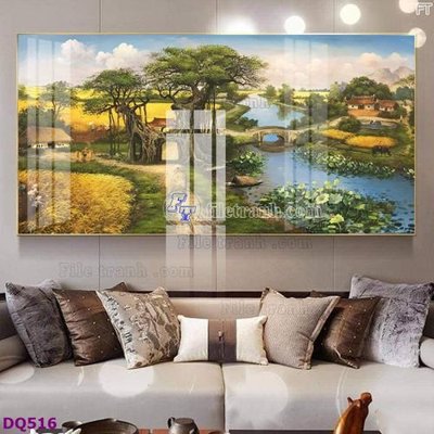 File tranh in trần File tranh đồng quê DQ516 (ảnh gốc siêu nét)