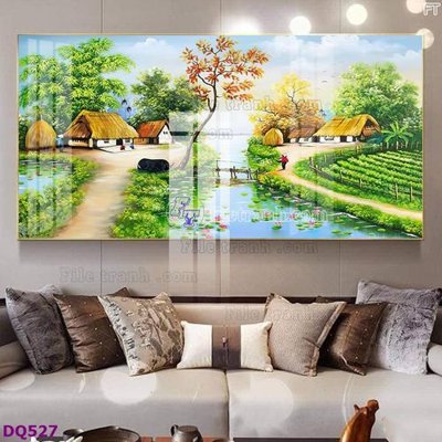 File tranh File tranh đồng quê DQ527 (gốc) in trên kính