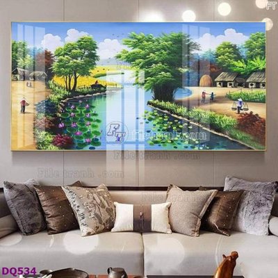 Tải file File tranh đồng quê DQ534 (gốc) in nhanh