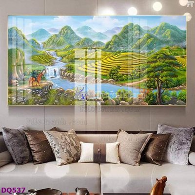 File tranh File tranh đồng quê DQ537 (gốc) in vải canvas