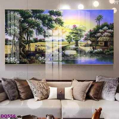 File PSD File tranh đồng quê DQ556 (nguyên bản) cho thiết kế