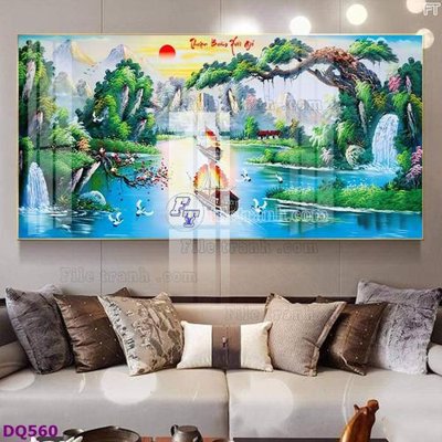 File PSD File tranh đồng quê DQ560 (gốc) tách lớp chi tiết