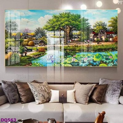 File in trần File tranh đồng quê DQ563 (bản gốc 3D) sống động