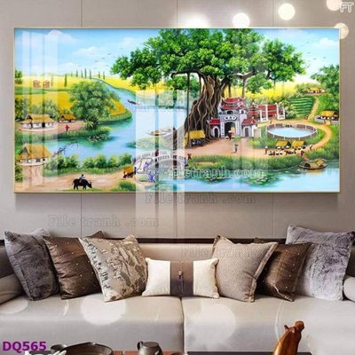 File PSD File tranh đồng quê DQ565 (bản gốc) độ phân giải cao