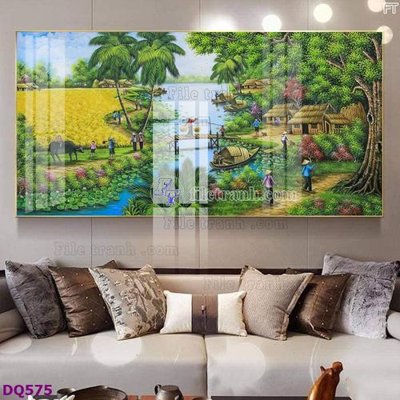 File gốc in ấn File tranh đồng quê DQ575 chất lượng vượt trội