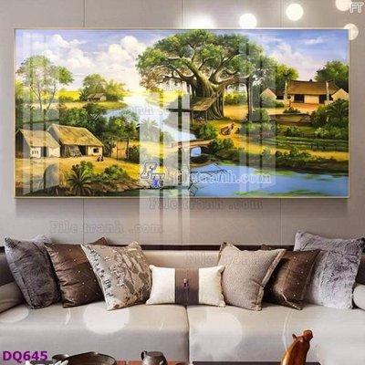 File gốc File tranh đồng quê DQ645 (cho in UV) siêu nét