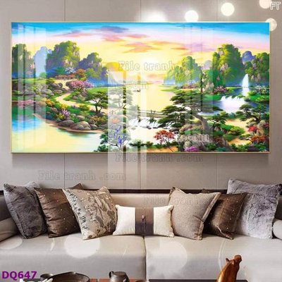 File tranh in trần 3D File tranh đồng quê DQ647 (ảnh gốc)