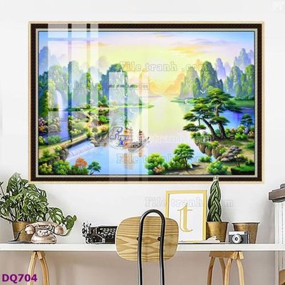 Download file gốc File tranh đồng quê DQ704 (in lụa) cao cấp