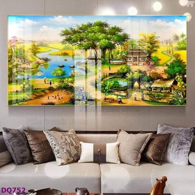 File gốc File tranh đồng quê DQ752 (in tráng gương) ốp tường