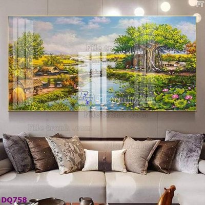 Tải file File tranh đồng quê DQ758 (gốc) làm file tranh quảng cáo