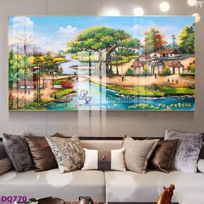 File gốc File tranh đồng quê DQ770 (in tráng gương) ốp tường