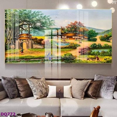 File in trần File tranh đồng quê DQ772 (file gốc) phong thủy