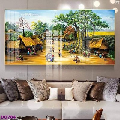 File tranh File tranh đồng quê DQ784 (bản gốc) treo tường