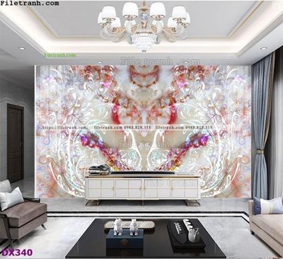 File tranh File vân đá đối xứng DX340 (bản gốc) in lụa 3D