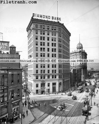 File tranh Diamond Bank_ 1909 (gốc) in trên kính