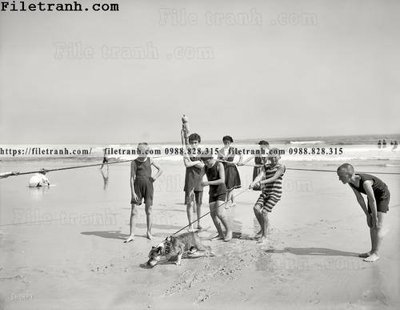 File tranh Dog on the Beach_ 1905 (bản gốc) treo tường