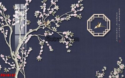 Download file gốc File in tranh tường hiện đại FG10127 (in lụa) hoa lá