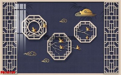 File gốc File in tranh tường hiện đại FG10129 (in lụa) hoa văn cổ điển