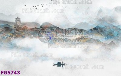 File in trần File in tranh tường hiện đại FG5743 (bản gốc 3D) sống động