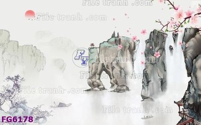 File tranh File in tranh tường hiện đại FG6178 (bản gốc) in lụa 3D
